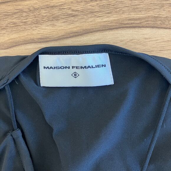 Maison Femalien Lina Cutout Strappy Mesh Bodysuit Black Small - Picture 8 of 8